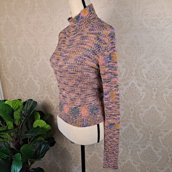 Free People Size Small Blair Candy Combo Mock Neck Sweater CottonLinen Blend NWT - Picture 4 of 12